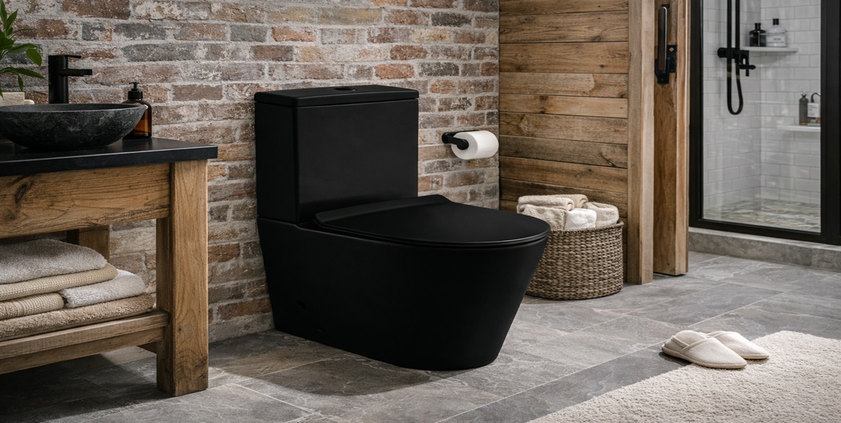 Fontana Vercelli Black Finish Modern Rimless Toilet FS2369 contemporary WC